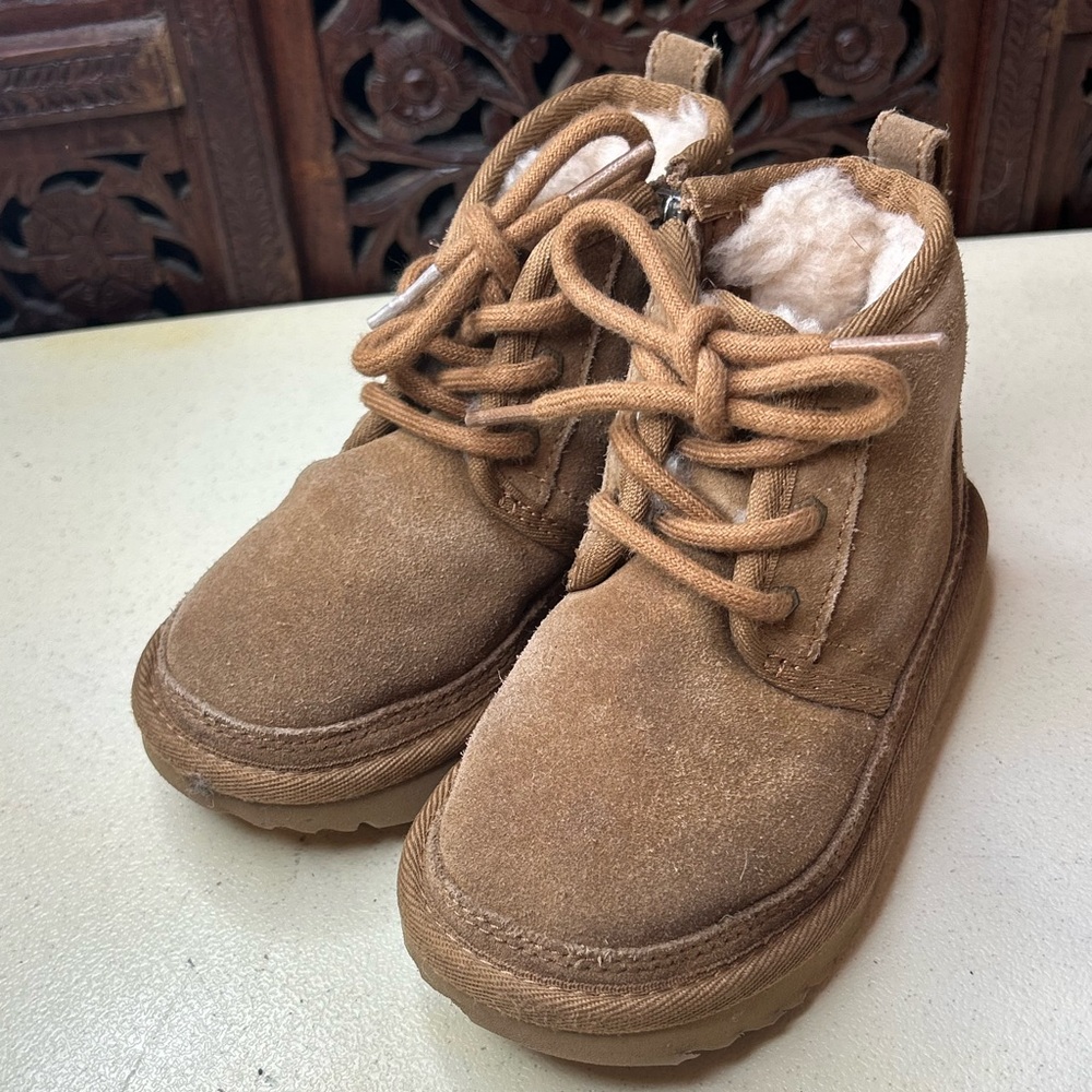 UGG TODDLER NEUMEL II BOOT CHESTNUT SUEDE SHEEPSKIN WOOL LINED US 4.